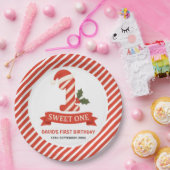 Sweet One Christmas First Birthday Invitation ペーパープレート (パーティー)