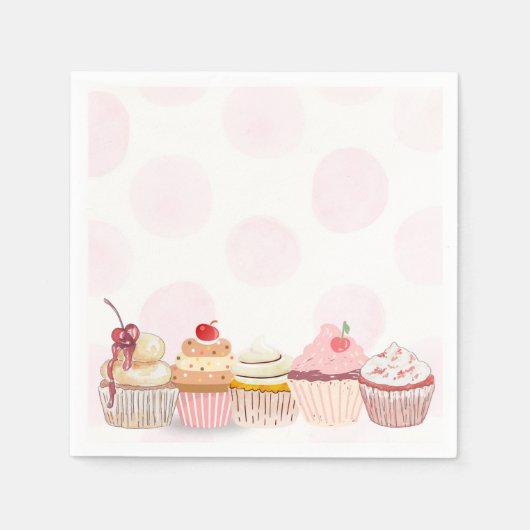 Sweet One Cupcake Birthday Party スタンダードカクテルナプキン (正面)