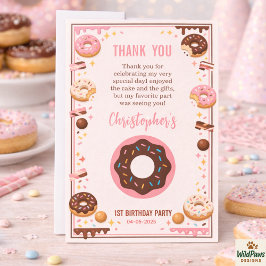Sweet One Donut 1st Birthday Party | Cute Donut サンキューカード