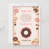 Sweet One Donut 1st Birthday Party | Cute Donut サンキューカード (正面)