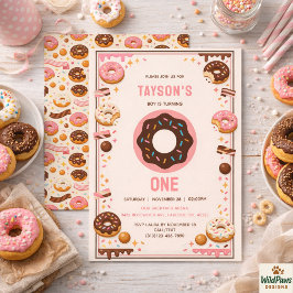 Sweet One Donut 1st Birthday Party | Cute Donut  招待状
