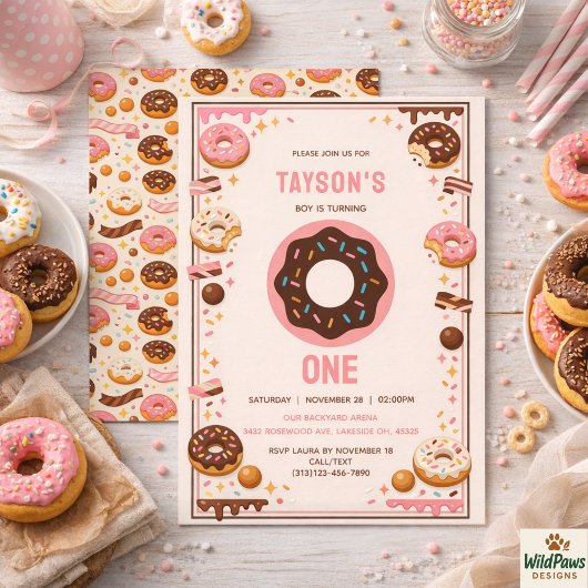 Sweet One Donut 1st Birthday Party | Cute Donut 招待状