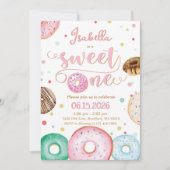 Sweet One Donut 1st Birthday Party Invitation 招待状 (正面)