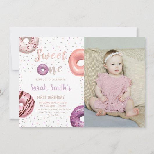 Sweet One Dout誕生日招待状と写真 招待状 (正面)
