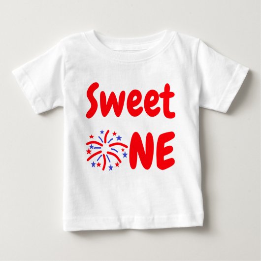 Sweet One Firework 1st Birthday ベビーTシャツ (正面)