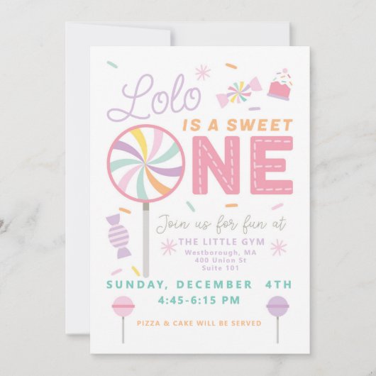 Sweet One First Birthday customizable Invitation 招待状 (正面)