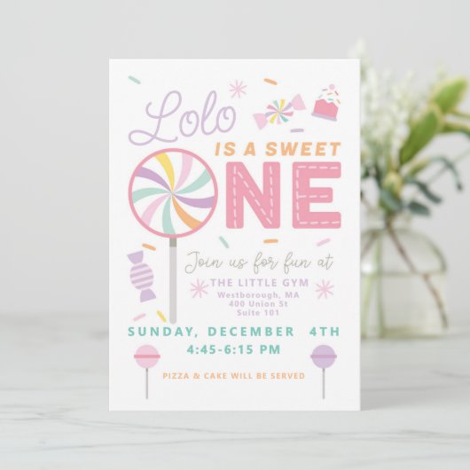 Sweet One First Birthday customizable Invitation 招待状 (スタンド正面)