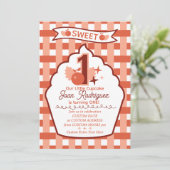 Sweet One First Birthday Gingham Photo Invitations 招待状 (スタンド正面)