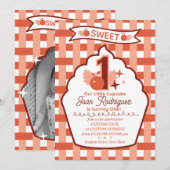 Sweet One First Birthday Gingham Photo Invitations 招待状 (正面/裏面)