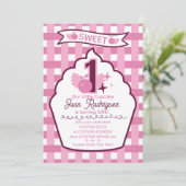 Sweet One First Birthday Gingham Photo Invitations 招待状 (スタンド正面)
