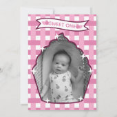 Sweet One First Birthday Gingham Photo Invitations 招待状 (裏面)