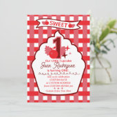 Sweet One First Birthday Gingham Photo Invitations 招待状 (スタンド正面)