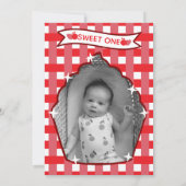 Sweet One First Birthday Gingham Photo Invitations 招待状 (裏面)