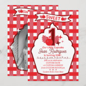 Sweet One First Birthday Gingham Photo Invitations 招待状 (正面/裏面)