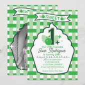 Sweet One First Birthday Gingham Photo Invitations 招待状 (正面/裏面)