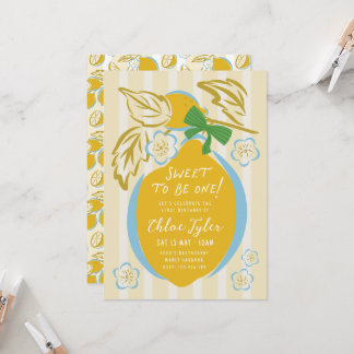 Sweet One First Birthday Invite Boy Lemon 1st 招待状
