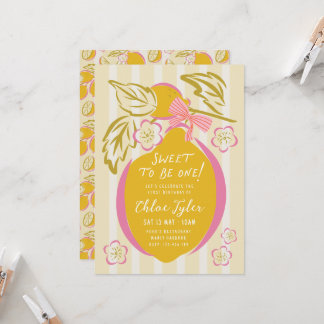 Sweet One First Birthday Invite Girl Lemon 1st 招待状