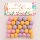 Sweet One Floral Dessert Goodie Treat Bag Topper ノートカード