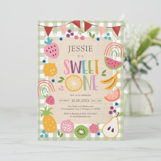Sweet One Fruit 1st Birthday Invitation 招待状 (スタンド正面)
