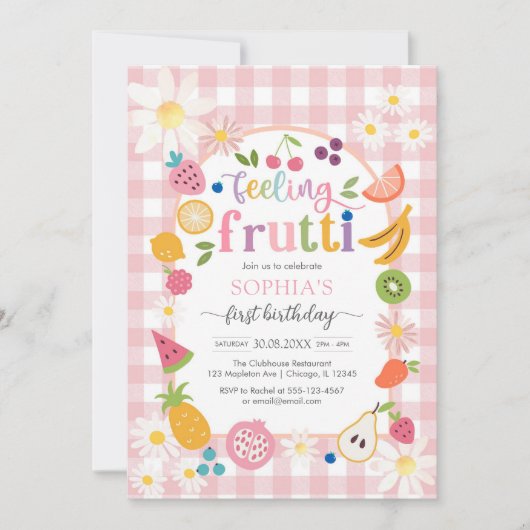 Sweet One Fruit 1st Birthday Invitation 招待状 (正面)