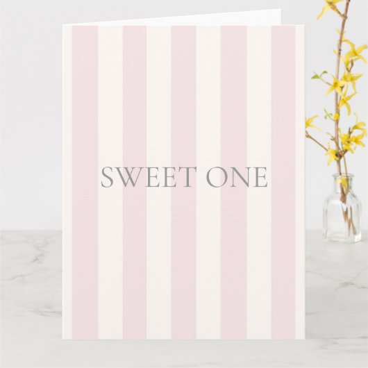 Sweet One, gift bag, pink, stripes カード (黄色い花)