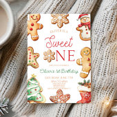 Sweet One Gingerbread Cookie 1st Birthday Party 招待状
