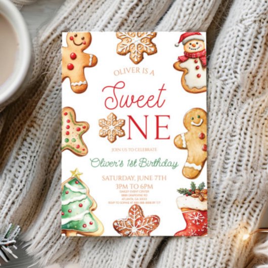 Sweet One Gingerbread Cookie 1st Birthday Party 招待状