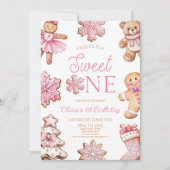 Sweet One Gingerbread Cookie 1st Birthday Party 招待状 (正面)