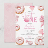 Sweet One Girl 1st Birthday 招待状 (正面/裏面)