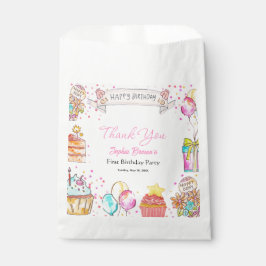 Sweet One Girl 1st Birthday Pink Favor Bags フェイバーバッグ