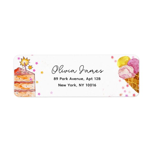 Sweet One Girl 1st Birthday Return Address Label ラベル (正面)