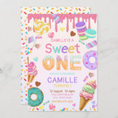 Sweet One Girl Birthday invitation 招待状 (正面/裏面)