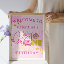 Sweet One Girl's 1st Birthday Sweets Welcome Sign