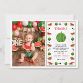 Sweet One in a Melon Watermelon 1st Birthday Party サンキューカード (正面)