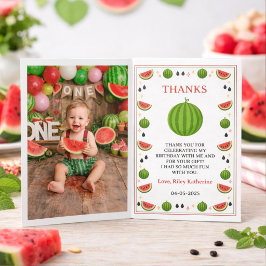 Sweet One in a Melon Watermelon 1st Birthday Party サンキューカード