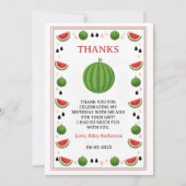 Sweet One in a Melon Watermelon 1st Birthday Party サンキューカード (正面)