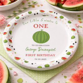 Sweet One in a Melon Watermelon 1st Birthday Party ペーパープレート