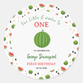 Sweet One in a Melon Watermelon 1st Birthday Party ラウンドシール (正面)
