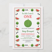 Sweet One in a Melon Watermelon 1st Birthday Party 招待状 (正面)