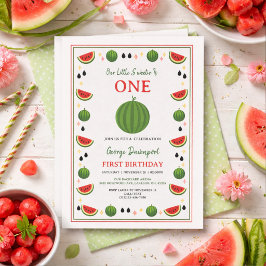 Sweet One in a Melon Watermelon 1st Birthday Party 招待状