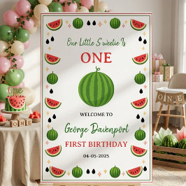 Sweet One in a Melon Watermelon 1st Birthday Party 横断幕