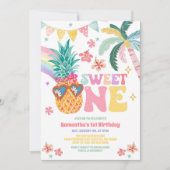 Sweet One Luau Pinaapple Summer 1st Birthday 招待状 (正面)