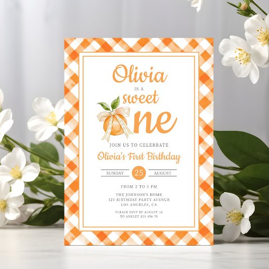 Sweet One Orange Citrus 1st Birthday 招待状