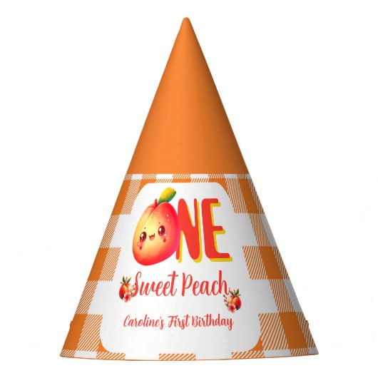 Sweet One Peach Birthday パーティーハット (正面)
