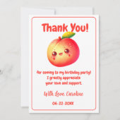 Sweet One Peach Birthday Thank You サンキューカード (正面)