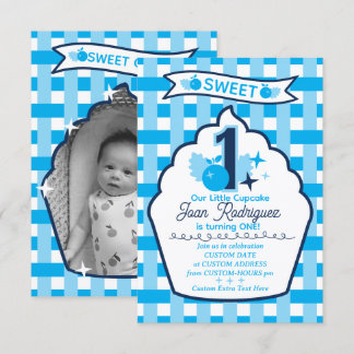 Sweet One Photo Invitations Flat Thank You Card サンキューカード