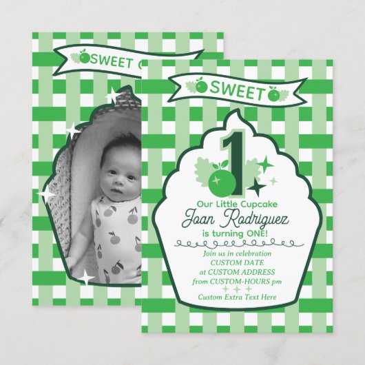 Sweet One Photo Invitations Flat Thank You Card サンキューカード (正面/裏面)