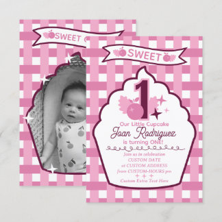 Sweet One Photo Invitations Flat Thank You Card サンキューカード
