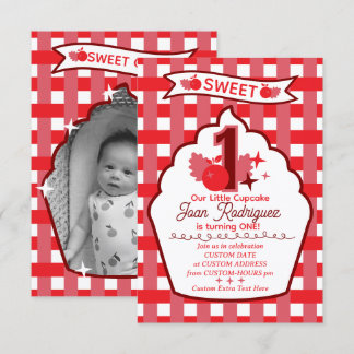 Sweet One Photo Invitations Flat Thank You Card サンキューカード