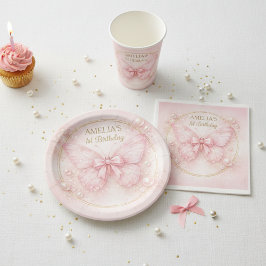 Sweet One Pink Butterfly 1st Birthday Girl スタンダードカクテルナプキン